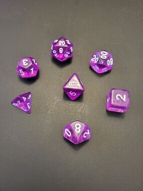 Purple RPG Dice Set - 7-Piece Polyhedral Gaming Dice